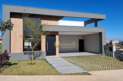 Casa térrea nova à venda, 3 suítes, piscina, escritório, condomínio villa sapezal, indaiatuba.