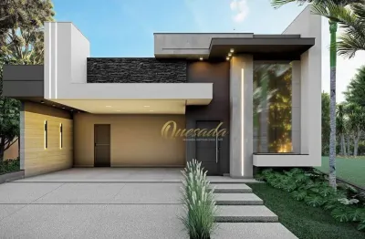 Casa térrea em construção, à venda, 3 suítes, piscina, planejados, condomínio evidências, indaiatuba.