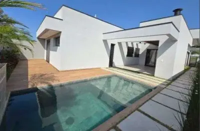 Casa térrea nova, à venda, 3 suítes, piscina, escritório, condomínio vila sapezal, indaiatuba.
