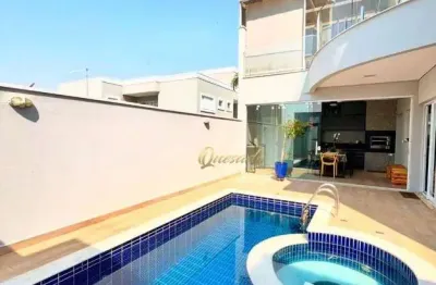 Sobrado à venda, 3 suítes, planejados, piscina, ar, escritório, condomínio maria dulce, indaiatuba.