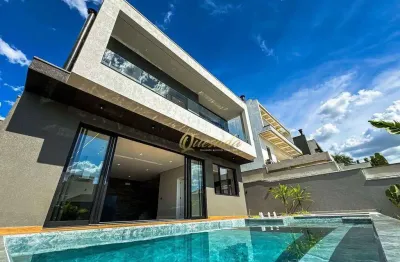 Sobrado novo, à venda, 3 suítes, piscina, condomínio vila paradiso, indaiatuba.