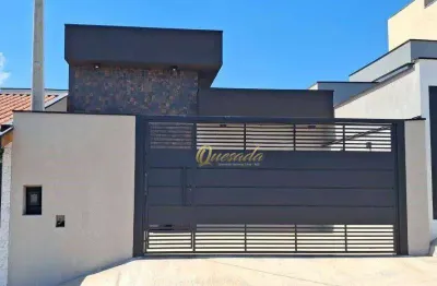 Casa térrea nova, à venda, 3 dormitórios, 1 suíte, área gourmet, parque barnabé, indaiatuba.