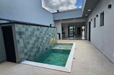Casa nova à venda, 3 suítes, planejados, piscina, condomínio gran reserve, indaiatuba.