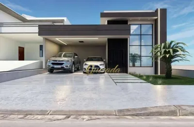 Casa térrea em construção, à venda, 3 suítes, piscina, escritório, condomínio milano, indaiatuba.