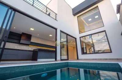 Sobrado novo, à venda, 3 quartos, 1 suíte, piscina, escritório, condomínio gran reserve, indaiatuba.