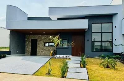 Bela casa térrea nova, a venda, 3 suítes, planejados, piscina, condomínio maria josé, indaiatuba.