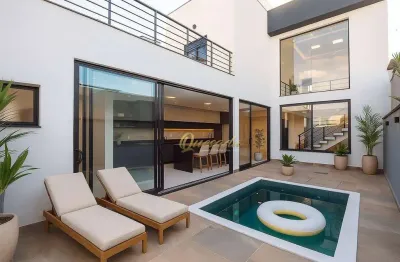 Casa nova, à venda, 3 dormitórios, planejados, piscina, condomínio gran reserve, indaiatuba.