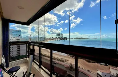 Apartamento à venda de frente para a praia, 3 quartos, 1 suíte, 2 vagas, muquiçaba - guarapari/es