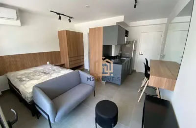 Studio 27m², quarto, banheiro, varanda, sala/cozinha (integrados) sem vaga, para locação em cerqueira césar