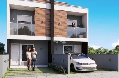 Sobrado em construção, 2 dormitórios, 2 suítes, 1 lavabo e 1 vaga de garagem com churrasqueira, gesso e porcelanato. bairro são josé, financia.