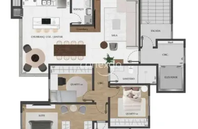 Apartamento a venda 1 suite + 2 quartos, jardim la salle, toledo, pr