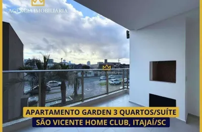 Apartamento garden 3 quartos com suíte com  2 vagas - são vicente itajaí/sc
