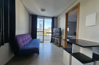 Apartamento mobiliado de 1 dormitório  sacada, churrasqueira, garagem, elevador