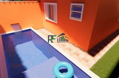 Casa 2 dormitorios com piscina nova bairro bopiranga - itanhaém -sp