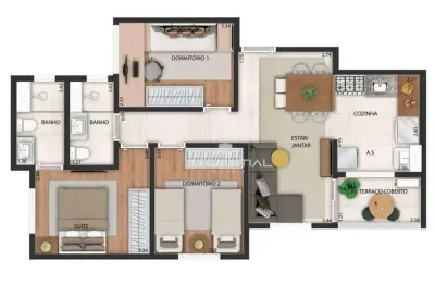 Apartamento | 3 dormitórios | 68 m² | R$ 519.000 - NAU VIVENDAS -Bairro: Universitário - São José do Rio Preto/SP