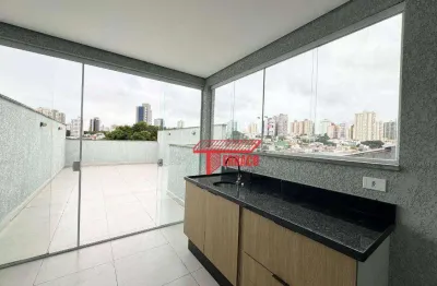 Cobertura com 2 dormitórios para alugar, 60 m² por r$ 3.221,00/mês - vila guiomar - santo andré/sp
