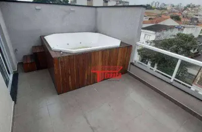 Cobertura com 3 dormitórios, 124 m² - venda por r$ 800.000,00 ou aluguel por r$ 4.500,00/mês - vila scarpelli - santo andré/sp