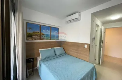 Lindo e decorado studio de 22m² com varanda no barra conceito, total infraestrutura e rooftop vista mar, perto do shopping barra e praia do porto.