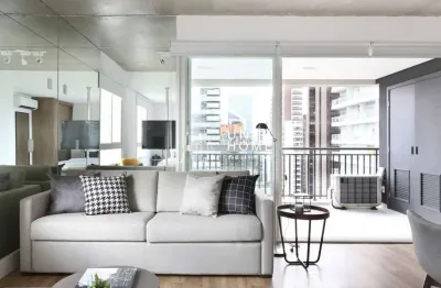 Studio de 63m² na berrini, mobiliado, varanda e excelente iluminação natural para locação