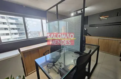 Sala mobiliada no evolution no umarizal, alta, divisórias em vidro. andar alto