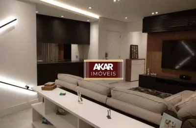 Apartamento para venda com 112m², mobiliado, sala de estar com lavabo, cozinha montada, varanda gourmet com churrasqueira à carvão-scs