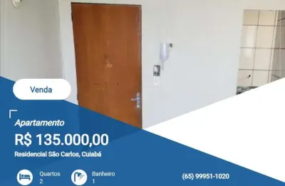 Apartamento para venda em cuiabá, residencial são carlos, 2 dormitórios, 1 banheiro, 1 vaga