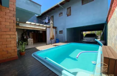 Sobrado com piscina a 100m da lagoa - bal. barra do sul-costeira