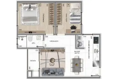 Apartamento com 2 quartos à venda na Rua General Lucas de Almeida Guimarães, 206, Estância Pinhais, Pinhais por R$ 370.000