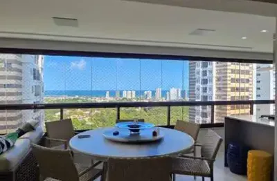 Lumno greenville 225m², sala ampla, gabinete, vista mar, climatizado, 3/4, fino acabamento, 3 suítes, 4 vagas, infra de clube. agende sua visita!