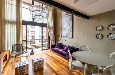 Loft no Jardim Paulista - varanda, pé direito duplo, mobiliado