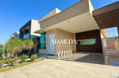 Casa mobiliada com 3 quartos sendo 01 suíte para alugar, 143 m² por r$ 7.000/mês - condomínio araçari, parque tauá  - londrina/pr