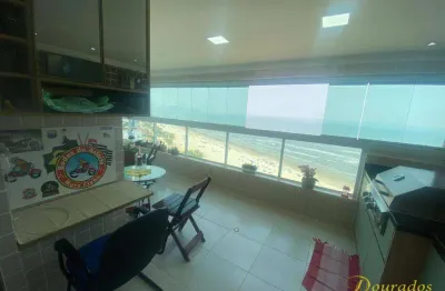 Apartamento frente mar de alto padrão com 3 dorm(s) e porteira fechada em praia grande/sp.