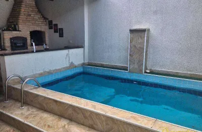 Linda casa geminada de 3 dormitórios com piscina e área gourmet, no boqueirão em praia grande - sp