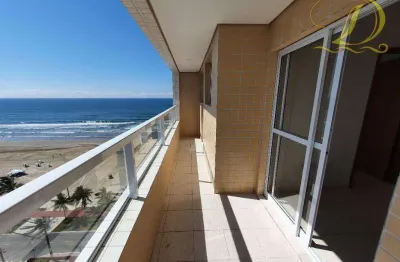 Apto com 2 dormitórios, sendo 1 suíte, com varanda , predio frente mar, 82 m² - jardim real - praia grande/sp