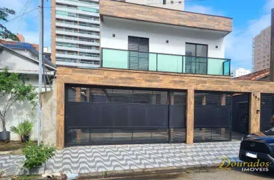 Casa 2 dormitórios com sacada frente rua, condomínio, 66,40 m² - aviação em praia grande/sp