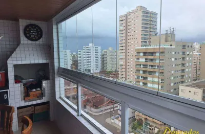 Apto de 2 dorm(s), com 1 suíte, varanda gourmet com vista mar na aviação em praia grande sp.