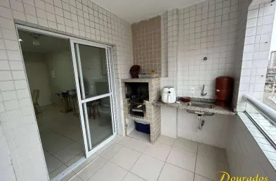 2 dormitórios, sendo 1 suíte, sacada gourmet com churrasqueira na aviação em praia grande sp.