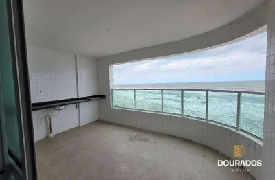 Apartamento de 2 dormitórios, sendo 1 suíte, vista frente mar da varanda gourmet em mongaguá sp.