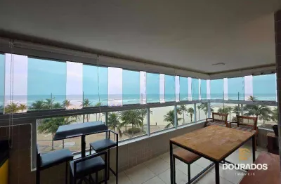 Apto de 3 dorm(s), sendo 1 suíte, mobiliado, varanda gourmet frente mar em praia grande sp,