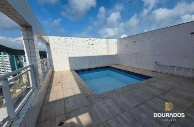 Cobertura com 3 dormitórios, sendo 3 suítes, com piscina, 241 m²  vista mar- canto do forte - praia grande/sp