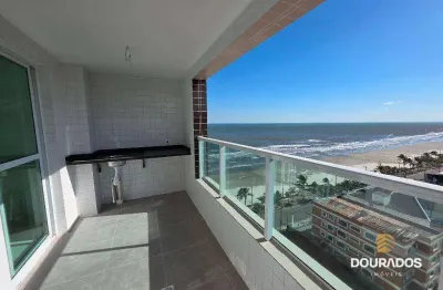 Apartamento de 2 dormitórios sendo 1 suíte com varanda gourmet frente mar em mongaguá - sp. oportunidade.