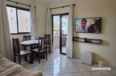 Apartamento de 1 dormitório  mobiliado com sacada, vista rua na Aviação em Praia Grande SP
