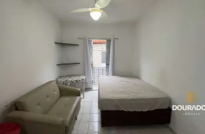 Kitnet mobiliada com sacada , 1 vaga, na Guilhermina em Praia Grande SP.