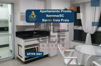 Apartamento pronto itapema/sc na meia praia, 69,64m² com 3 dormitórios, sendo 3 suíte. bem localizado! investimento.