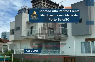 Sobrado alto padrão frente mar à venda na cidade de porto belo/sc, casa com 3 suítes e 1 vaga de garagem. bem localizada