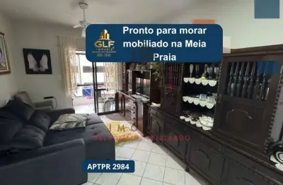 Apartamento mobilaido pronto para morar em itapema/sc no bairro meia praia, 80m² com 2 dormitórios/ 1suíte e 1 vaga de garagem. bem localizado.