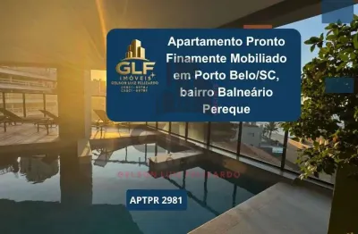 Apartamento pronto finamente mobiliado em porto belo/sc, bairro balneário pereque, 3 suítes e 2 vagas, lazer completo. a apenas 80 metros do mar
