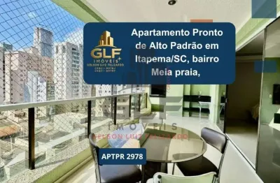 Apartamento pronto de alto padrão em itapema/sc, bairro meia praia, com 4suítes e vaga dupla de garagem. 224m². localização privilegiada a 200m do mar