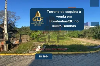 Terreno de esquina à venda em bombinhas/sc no bairro bombas. 260m². ótimo investimento. boa localização!