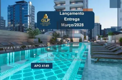 Apto lançamento em itapema/sc bairro meia praia, com 213.72m²  área privativa, sendo 4 suítes, 3 vagas de garagem, área de lazer completa